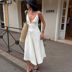ZARA | cream midi dress | XS